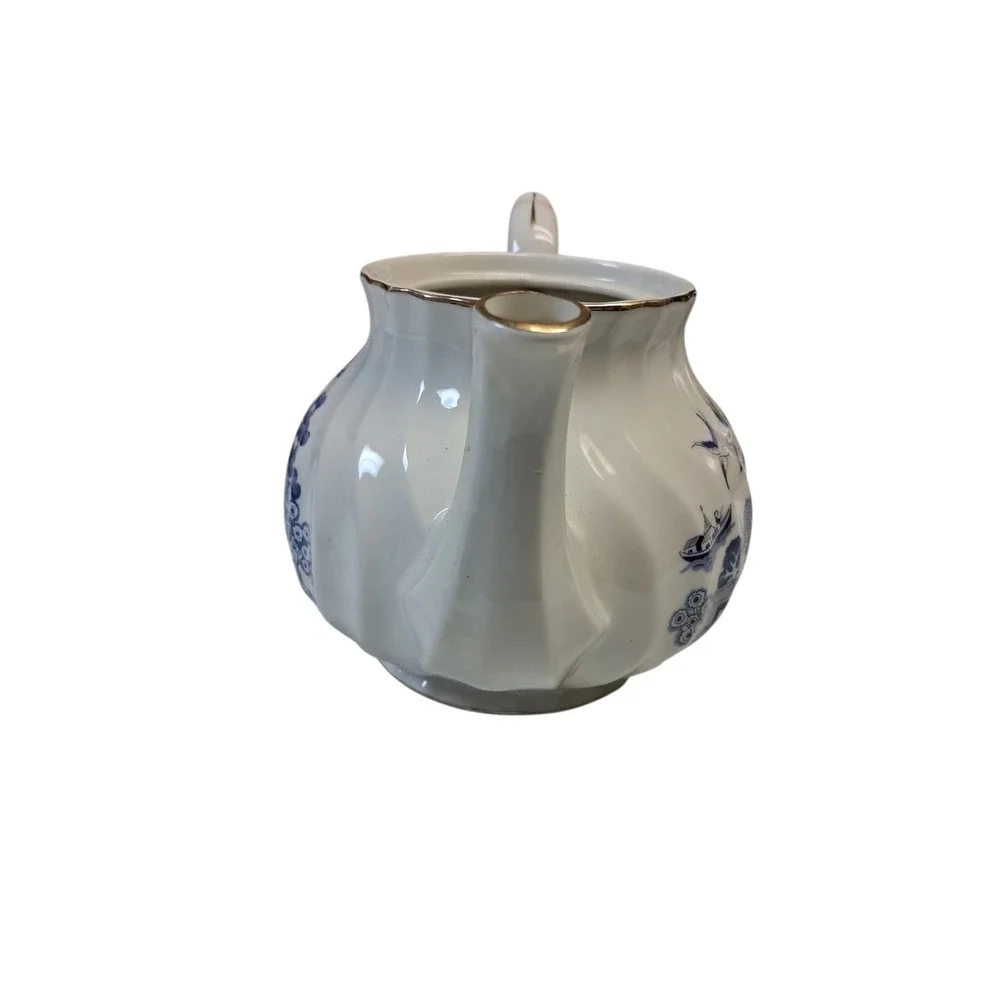 Robinson Design Group‎ Small White Blue Work Gold Trim Teapot  Tea Missing Top